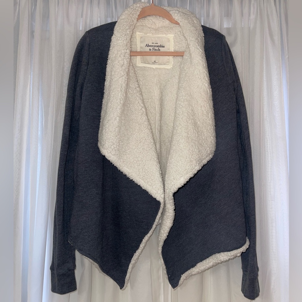 Grey Sherpa Abercrombie & Fitch Cardigan